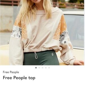 Free People Beige and Orange Sweatshirt